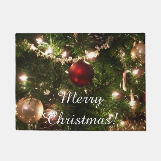 Paillasson Arbre de Noël I Vacances Plutôt vert et rouge (Devant)