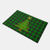 Paillasson Arbre de Noël Plaid Check Bande verte Noir2 (Incliné)
