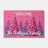Paillasson Arbre de Noël rose tendance Preppy esthétique (Devant)