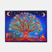 Paillasson Arbre De Vie Avec Oiseaux Et Fleurs Dans Le Ciel N (Devant)