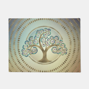 Paillasson Arbre de vie Spiral doré et marbre