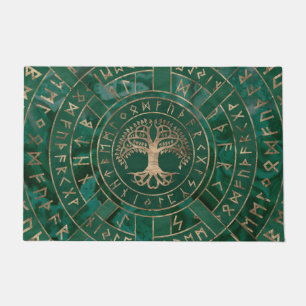 Paillasson Arbre de vie - Yggdrasil et Futhark - Malachite