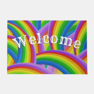 Paillasson Arc-en-ciel chaotique de couleur Bienvenue Mat
