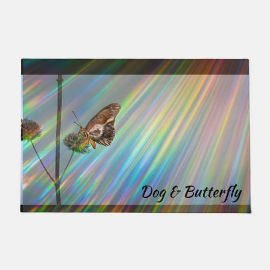 Paillasson Arc en ciel Couleurs Chien Papillon Ailes Porte (Devant)
