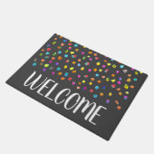Paillasson arc-en-ciel pois thème bienvenue (Incliné)