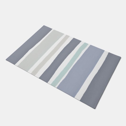 Paillasson Ardoise rayée moderne bleu et gris (Incliné)