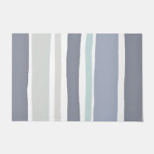Paillasson Ardoise rayée moderne bleu et gris (Devant)