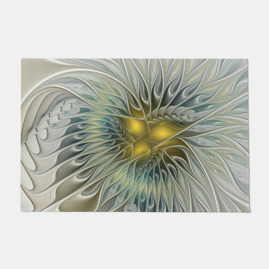 Paillasson Argent d'or Imaginaire Fractal abstrait Art (Devant)