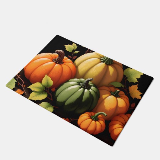 Paillasson Arrière - plan noir Citrouille coloré (Incliné)
