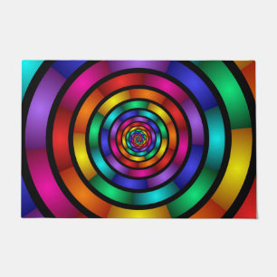 Paillasson Arrondi et psychédélique coloré Art moderne fracta