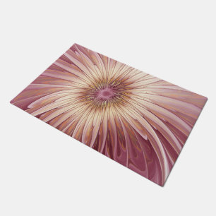 Paillasson Art Abstrait Fractal Fleur & Tons de Bourgogne