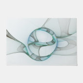 Paillasson Art Abstrait moderne Fractal Bleu Turquoise Gris (Devant)