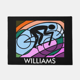 Paillasson Art abstrait original de cycliste personnalisé