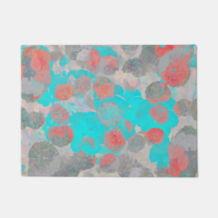 Paillasson Art bleu rouge romantique floral / motif de fleurs