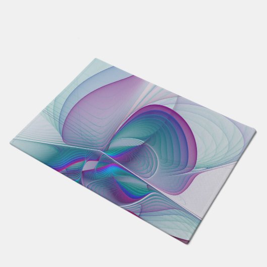Paillasson Art Fractal Abstrait rose bleu turquoise (Incliné)