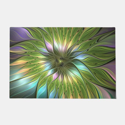 Paillasson Art Fractal Fleur Imaginaire Coloré Lumineux (Devant)