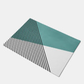Paillasson Art géométrique simple noir, blanc et turquoise (Incliné)