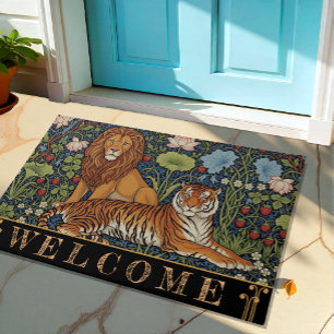 Paillasson Art Lion & Tigre, Jungle Majestueuse, Lotus, Fleur
