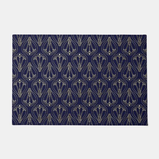 Paillasson Art Nouveau Marine Bleu et or (Devant)