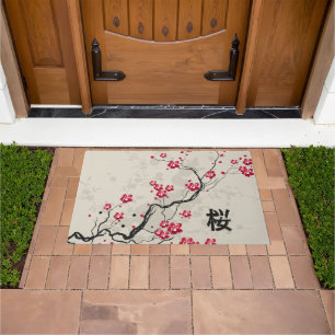 Paillasson Art oriental de fleurs de cerisier de Sakura de