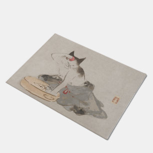 Paillasson Art se baignant japonais vintage de chat