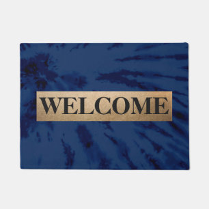 Paillasson Artsy été Marine Blue Tie Dye Swirl Monogramme