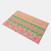 Paillasson Artsy Rose Rose Floral Accentué Porte Mat (Incliné)