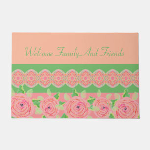 Paillasson Artsy Rose Rose Floral Accentué Porte Mat