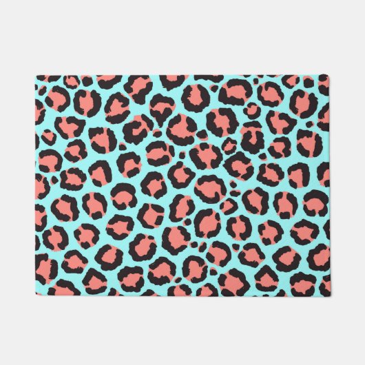 Paillasson Artsy Trendy Coral Mint Turquoise Leopard Poster d (Devant)