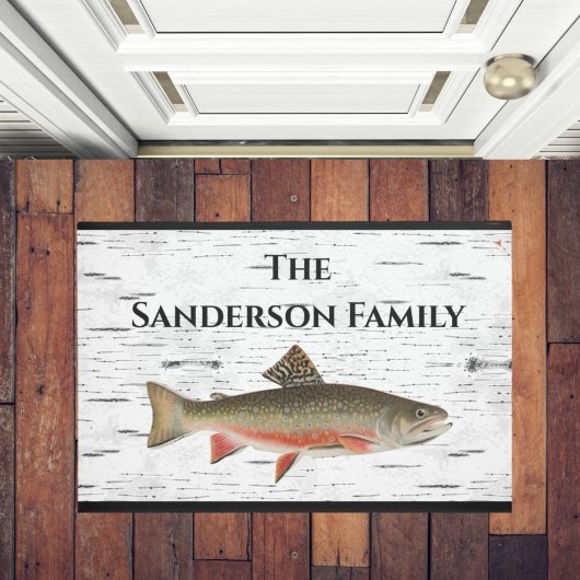 Paillasson Aspen rustique Bark Trout pêcheur Lake House