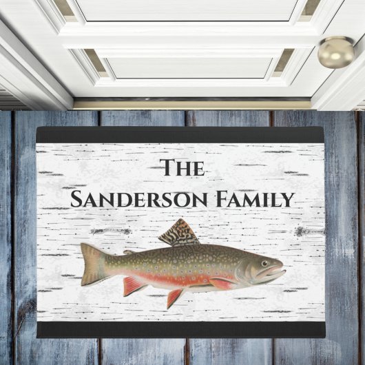 Paillasson Aspen rustique Bark Trout pêcheur Lake House