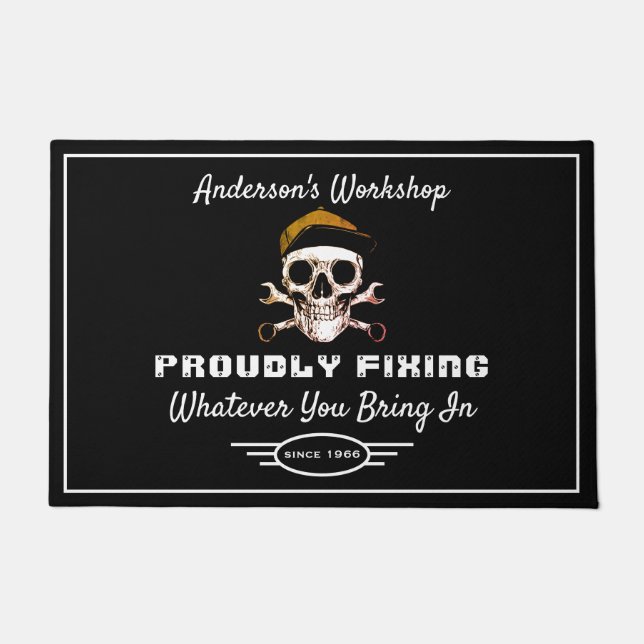 Paillasson Atelier N'Importe Quel Nom Fièrement Fixer Drôle D (Devant)