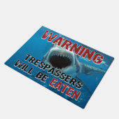 Paillasson Attaque de requin - Les intrus seront mangés (Incliné)