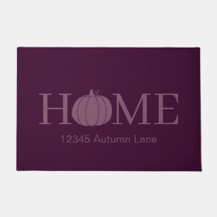 Paillasson Aubergine Violet Typographie Citrouille ACCUEIL