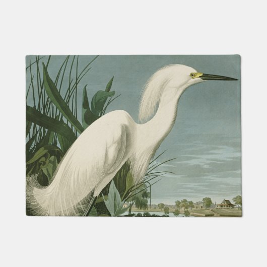 Paillasson Audubon Héron de neige Oiseaux d'aigrettes blanche (Devant)