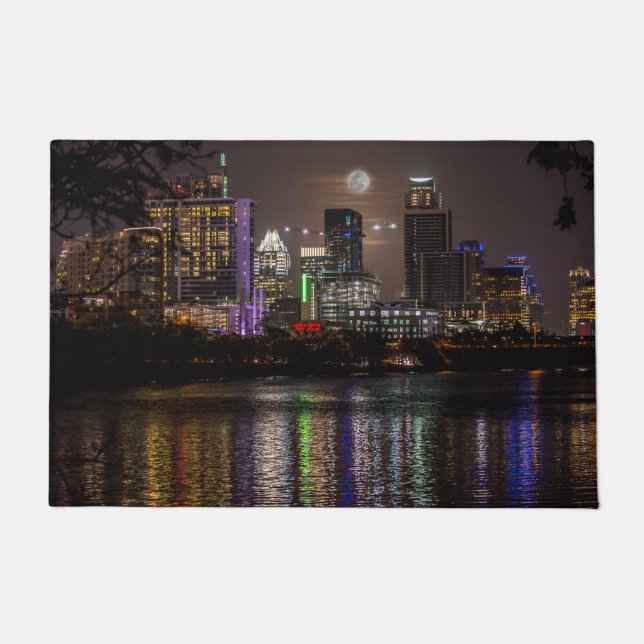 Paillasson Austin, Texas Skyline Pleine lune (Devant)