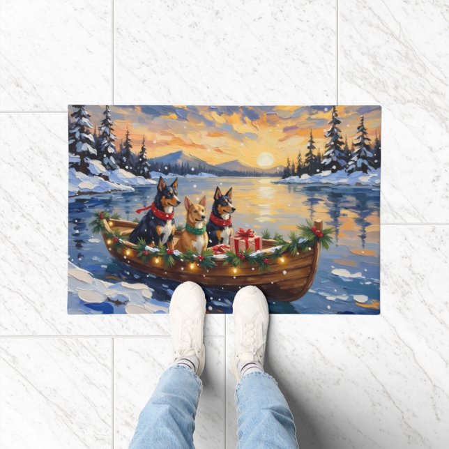 Paillasson Australian Kelpie Christmas Boat Holiday (Intérieur)