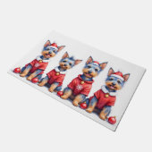 Paillasson Australian Terrier Christmas Dress Santa Hat (Incliné)