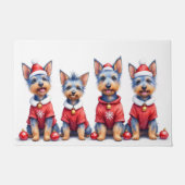 Paillasson Australian Terrier Christmas Dress Santa Hat (Devant)