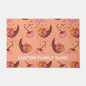 Paillasson Automne Automne Rose Citrouille Porte Mat (Devant)