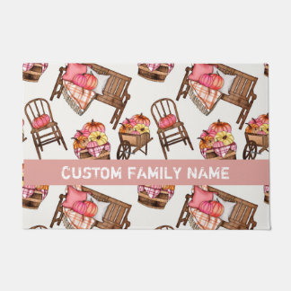 Paillasson Automne Automne Rose Citrouille Porte Mat