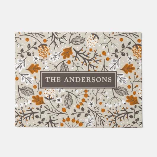 Paillasson Automne Berries Feuille Branches Personnalisées (Devant)