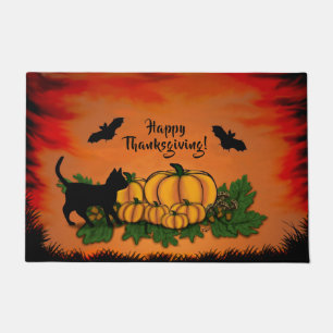 Paillasson Automne, Bon thanksgiving avec chauve-souris et ch