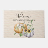 Paillasson Automne Citrouille tournesol Fleur de coton (Devant)