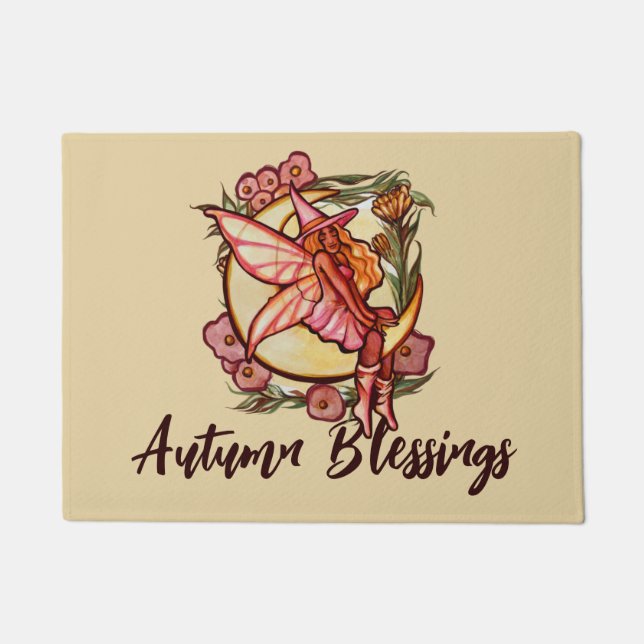 Paillasson Automne Lune Fée Sorcière Automne Fées (Devant)