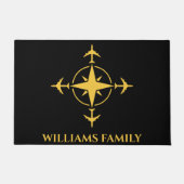 Paillasson Avion de Voyage Compas Aviation Black Gold Custom (Devant)