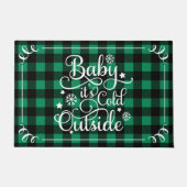 Paillasson Baby Its Cold Outside Green Buffalo Plaid Holiday (Devant)