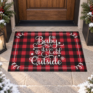 Paillasson Baby Its Cold Outside Red Buffalo Plaid Holiday