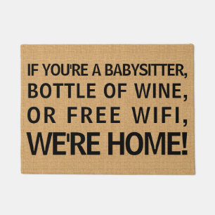 Paillasson Babysitter Bouteille de vin Wifi gratuit Nous somm