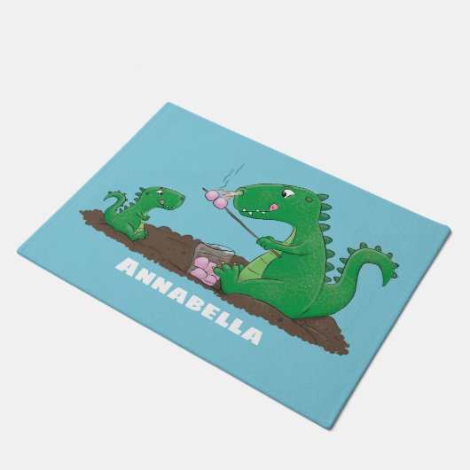 Paillasson Baguettes mignonnes grillant des marshmallows dess (Incliné)